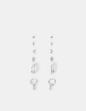 6-Pack Starry Night Stud and Hoop Earrings Silver, , large