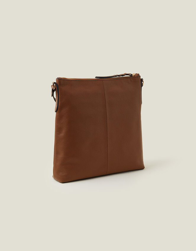 Leather Large Messenger Bag, Tan (TAN), large