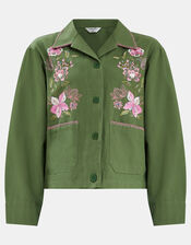 Jasmine Embroidered Cotton Jacket, Green (KHAKI), large