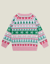 Girls Christmas Fair Isle Jumper, Multi (BRIGHTS-MULTI), large