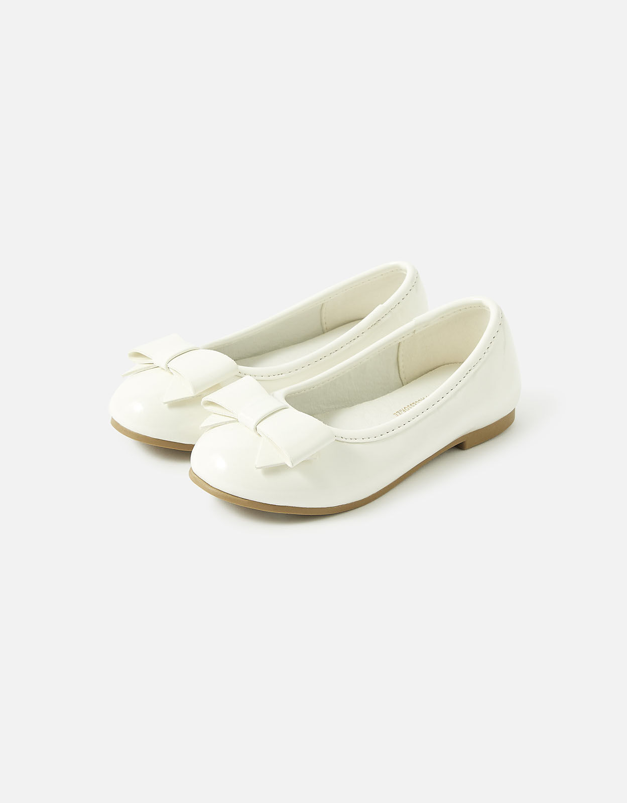 Girls Patent Bow Ballerina Flats Ivory Clothing Shoes Accessorize ROI