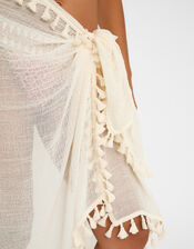 Tassel Trim Sarong, Ivory (IVORY), large