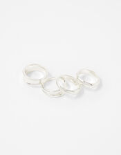 Chunky Stacking Ring Set with Recycled Metal, Silver (SILVER), large