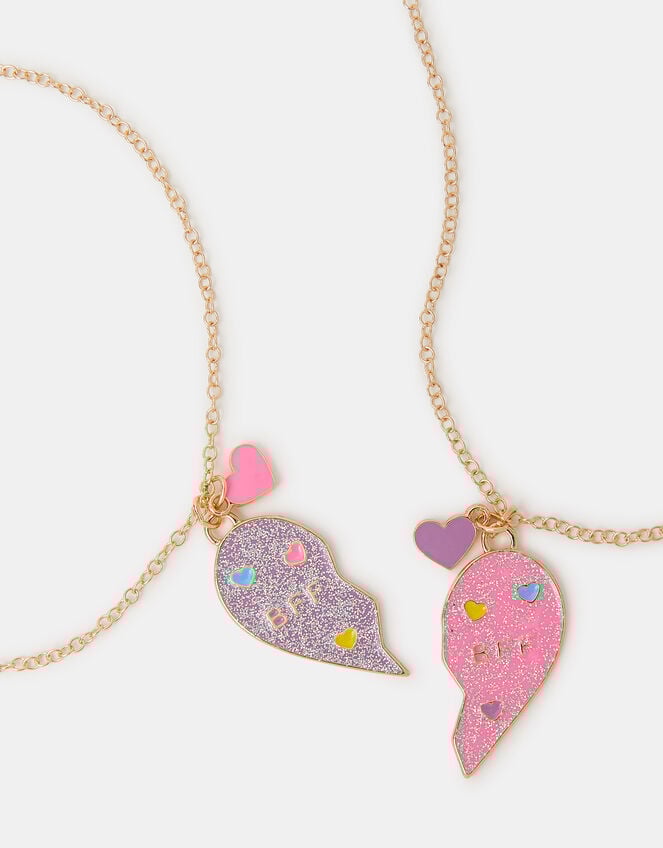 2-Pack Girls BFF Heart Friendship Necklaces, , large