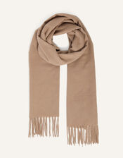 Plain Tassel Scarf, Natural (NATURAL), large