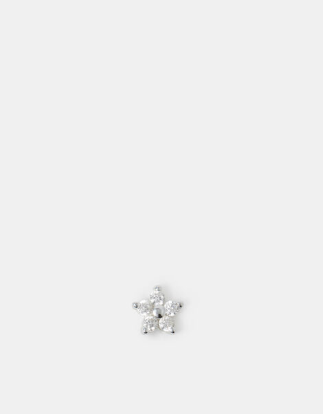 Sterling Silver Flower Flatback Stud, , large