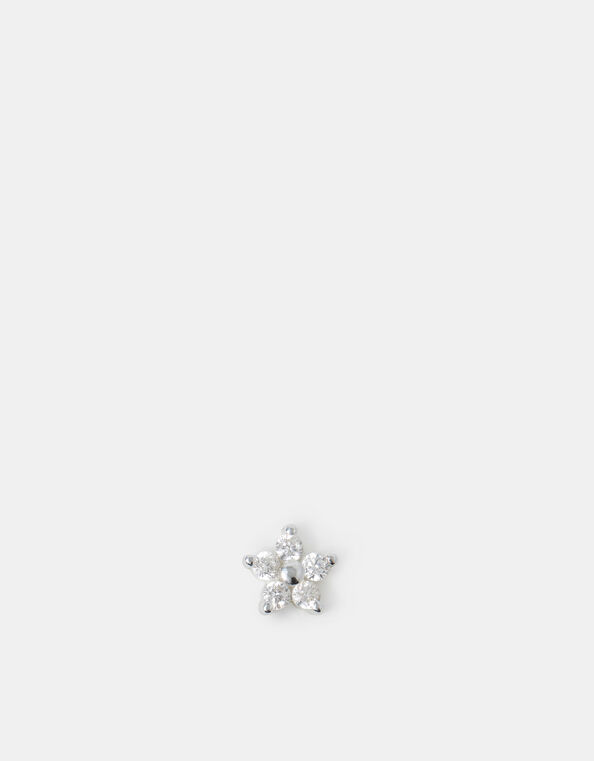 Sterling Silver Flower Flatback Stud, , large