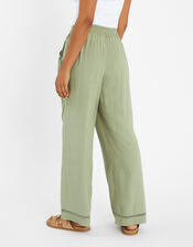 Wide Leg Beach Trousers, Green (KHAKI), large