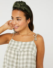 Gingham Strappy Sun Dress, Green (GREEN), large