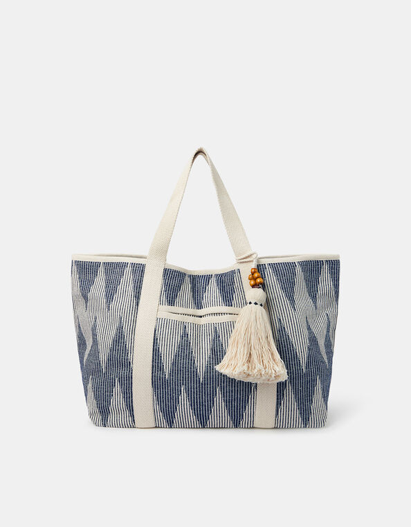 Chevron Canvas Beach Bag, , large