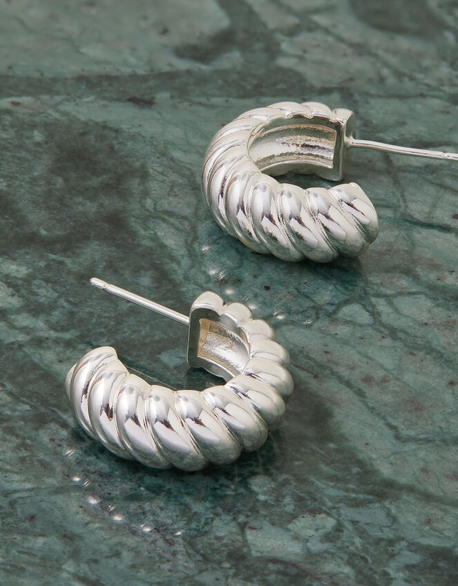 Sterling SilverPlated Twist Chubby Hoop Earrings Sterling silver Accessorize UK