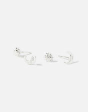 Sterling Silver Moon and Sun Stud Set, , large