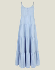 Daisy Jacquard Strappy Tiered Maxi Dress, Blue (BLUE), large