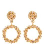 Textured Circle Doorknocker Earrings, Gold (GOLD), large