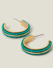 Beaded Inlay Hoop Earrings, , large