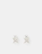 Sterling Silver Star Climber Stud Earrings, , large
