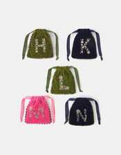 Initial Velvet Drawstring Bag, Multi (MULTI), large