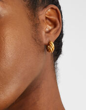 14ct Gold-Plated Stainless Steel Twist Hoop Earrings, , large