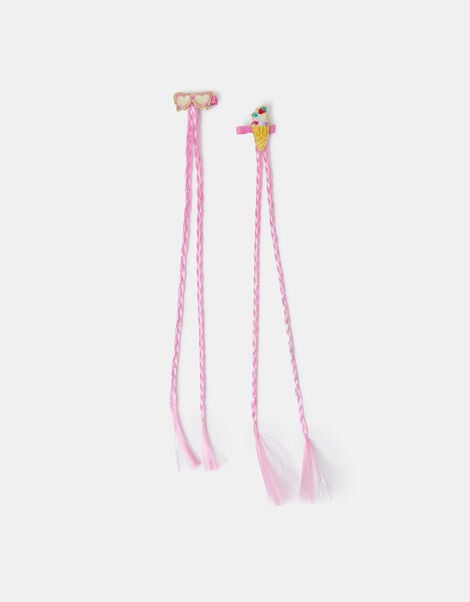 2-Pack Girls Faux Hair Plait Ice Cream Clips, , large