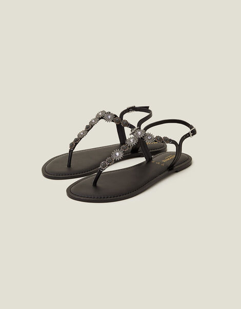 Rome Embellished Sandals, Black (BLACK), large