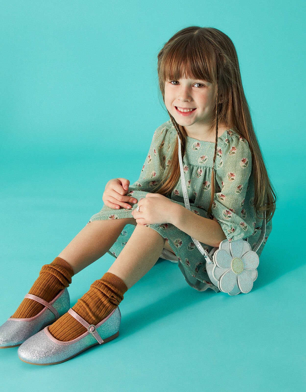 Girls Ombre Rainbow Glitter Ballerina Flats Multi