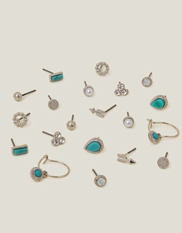 10-Pack Crystal Stud and Hoop Earrings, , large