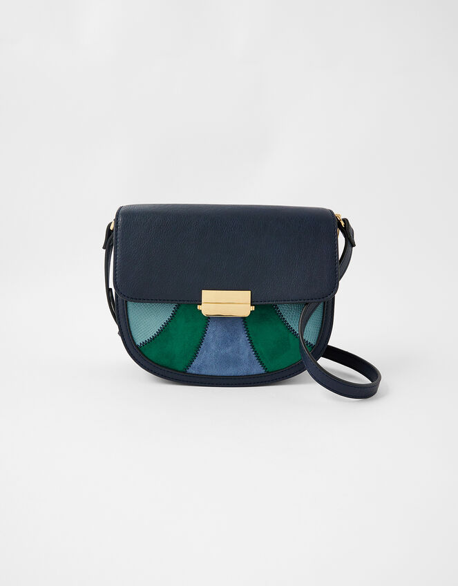 Eloise Patchwork Cross-Body Bag, Blue (BLUE), large