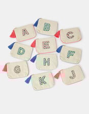 Initial Beaded Pouch, Natural (NATURAL), large