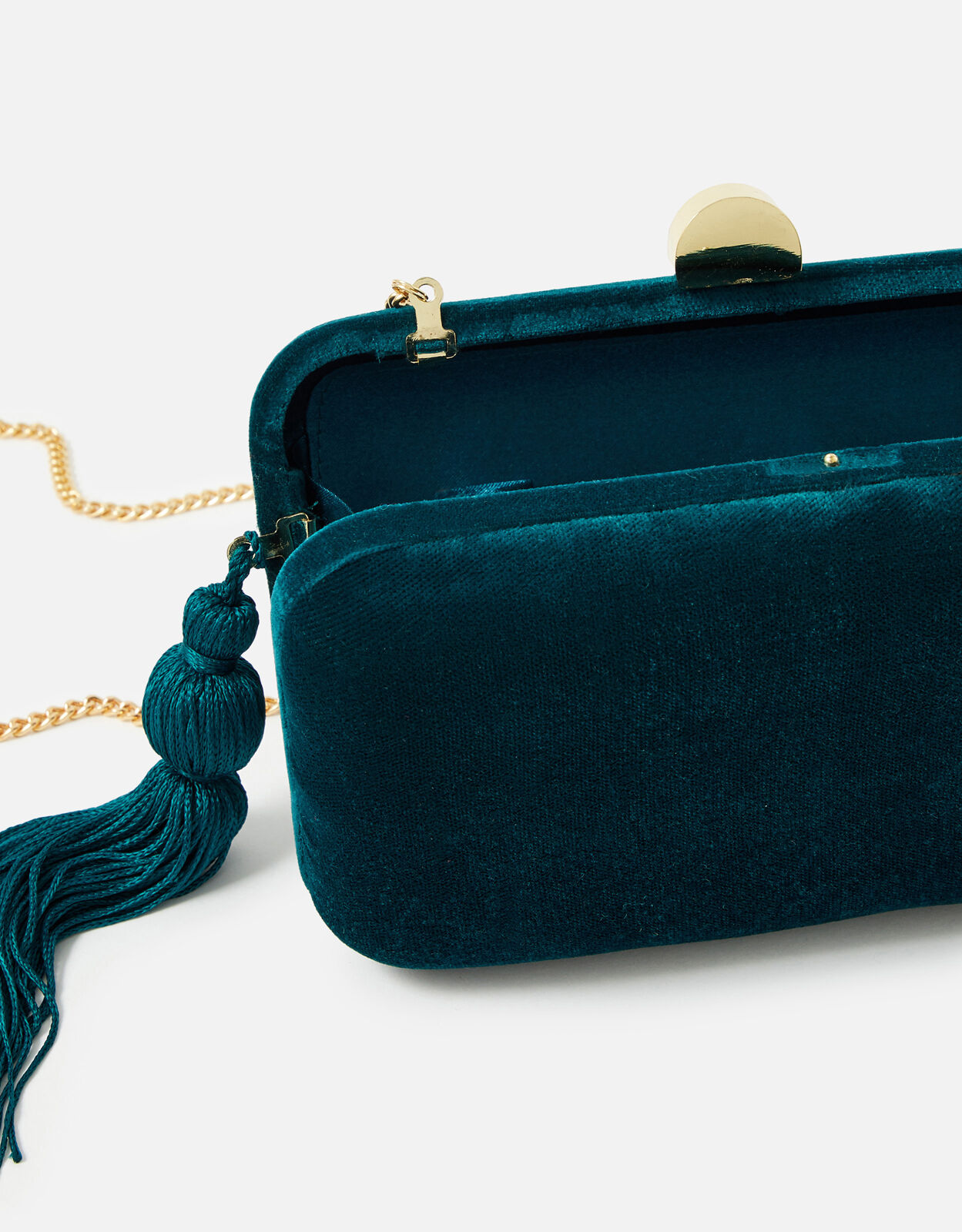 Velvet Hardcase Clutch Bag Teal