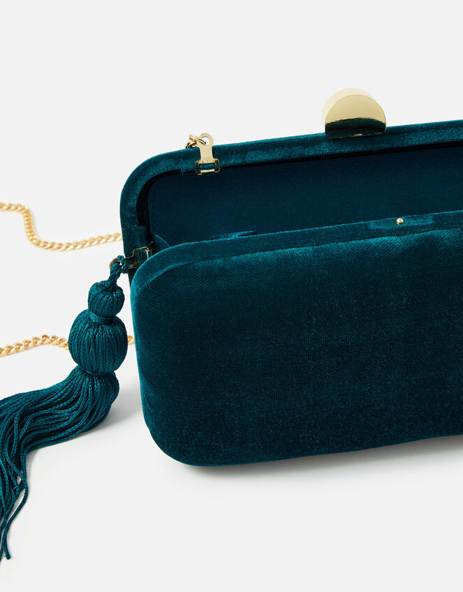 Velvet Hardcase Clutch Bag, Teal (TEAL), large