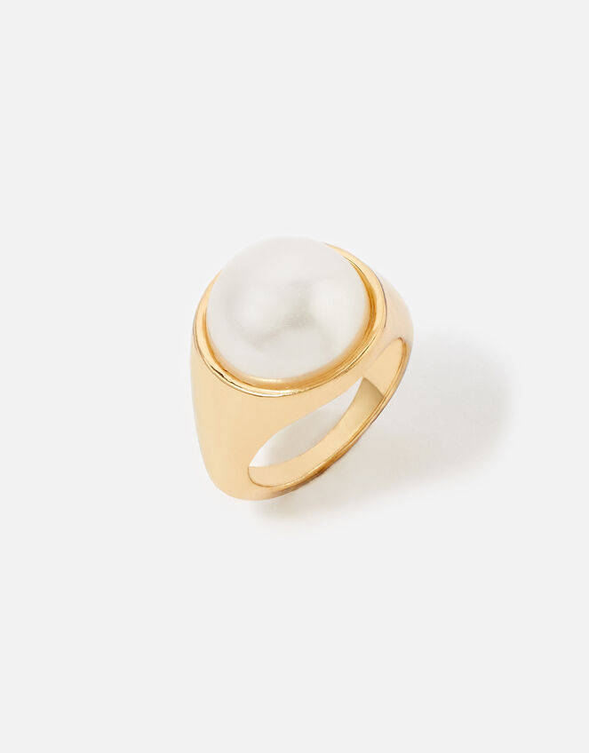 Reconnected Chubby Pearly Ring, White (CRYSTAL), large