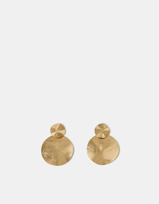 Disc Drop Earrings Gold, , large