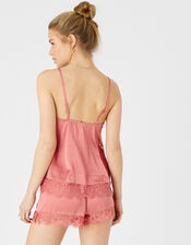 Lace and Satin PJ Set, Pink (PALE PINK), large