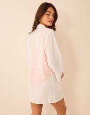 Tie Front Cotton Beach Shirt, White (WHITE), large