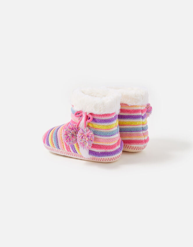 Girls Stripe Knit Slipper Boots, Multi (BRIGHTS-MULTI), large