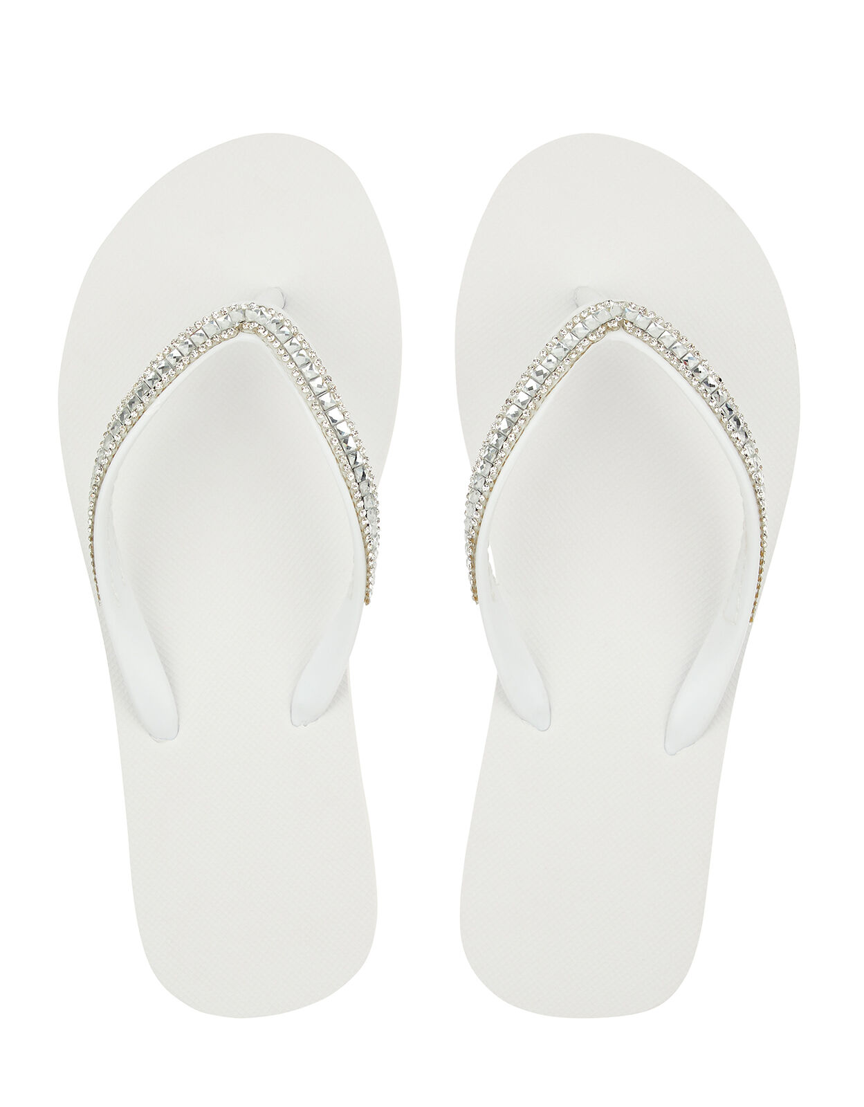 White sparkle flip flops best sale