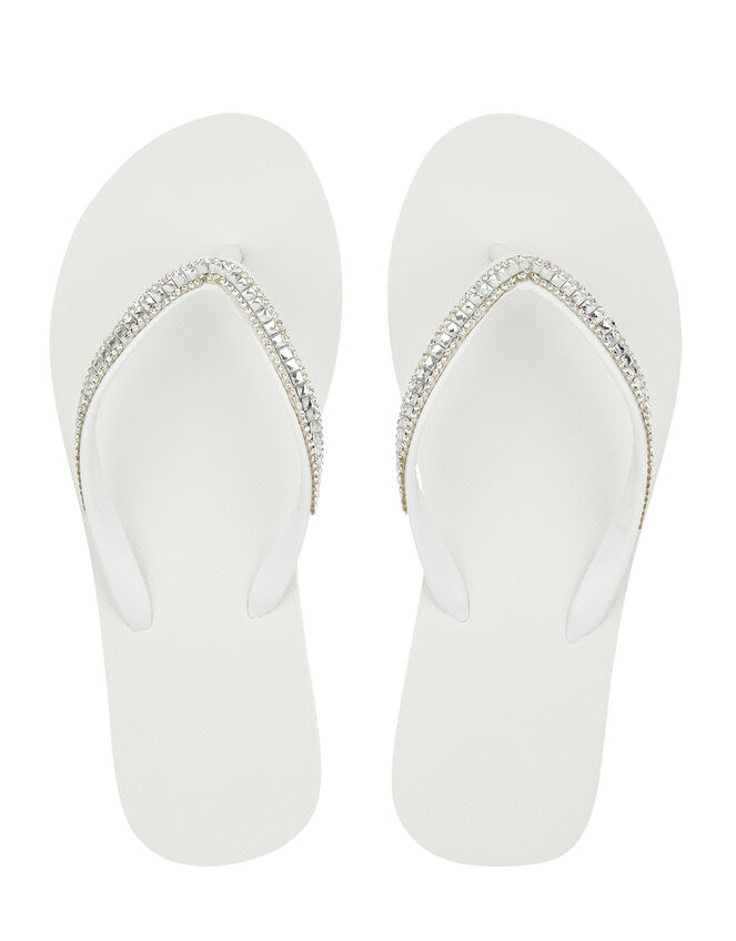 Sparkle EVA Flip Flops, White (WHITE), large