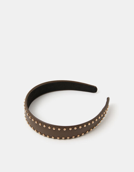 Studded Faux Leather Headband, , large