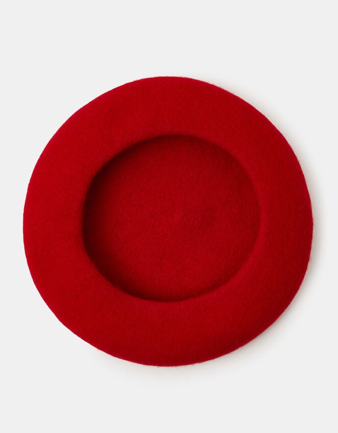 Plain Wool Beret, Red (RED), large