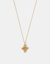 14ct Gold-Plated Ridge Cross Pendant Necklace, , large