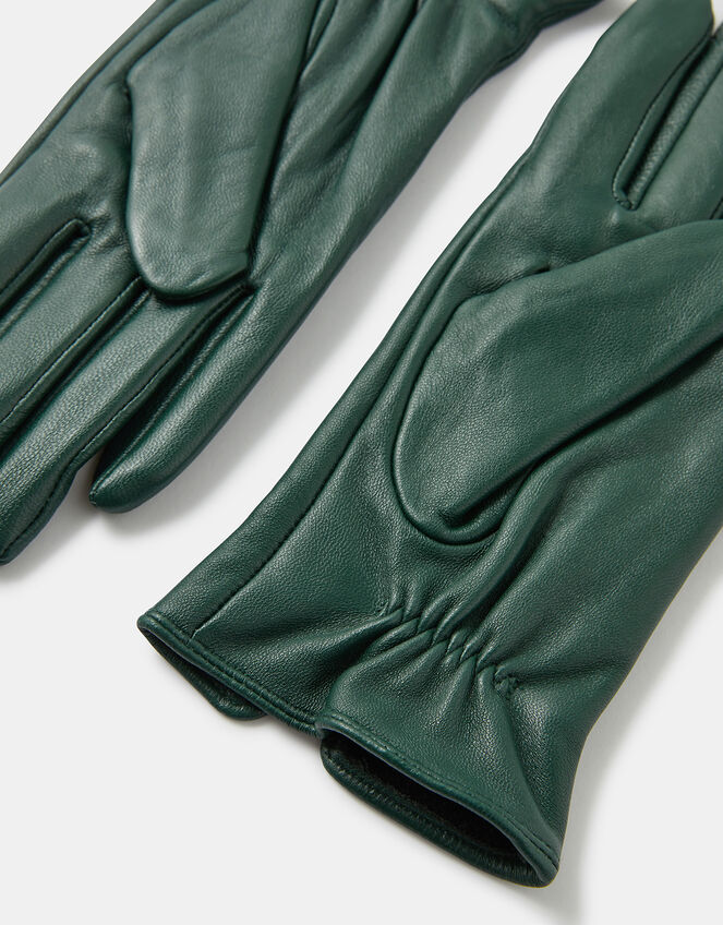 Luxe Leather Gloves, Green (GREEN), large