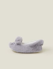 Girls Faux Fur Bunny Ballerina Slippers, Grey (GREY), large