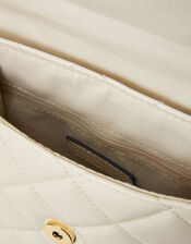 Small Quilted Faux Leather Backpack, Cream (CREAM), large