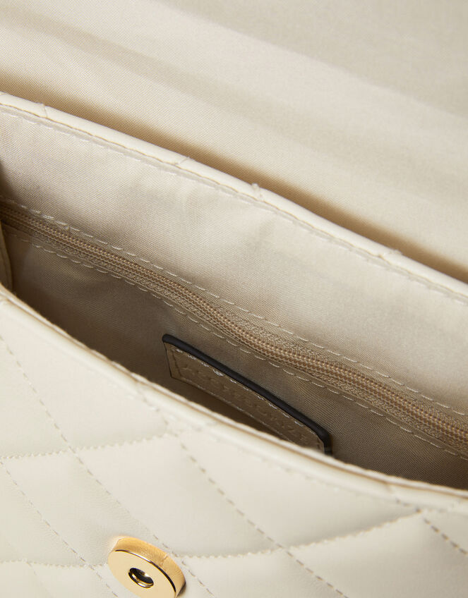 Small Quilted Faux Leather Backpack, Cream (CREAM), large