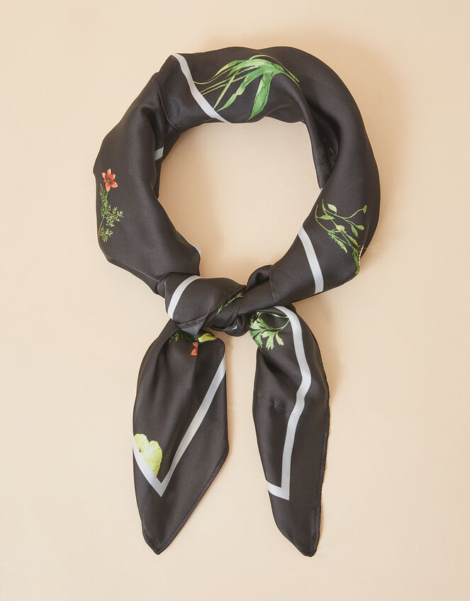 Large Floral Satin Square Scarf, , large
