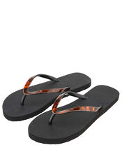 Tortoiseshell Eva Thong Flip Flops , Black (BLACK), large