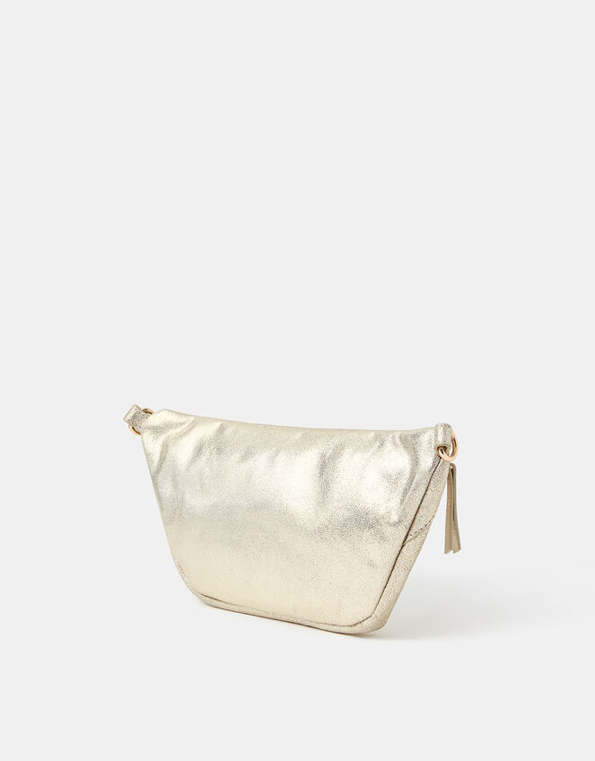 Metallic Leather Sling Crossbody Bag, , large