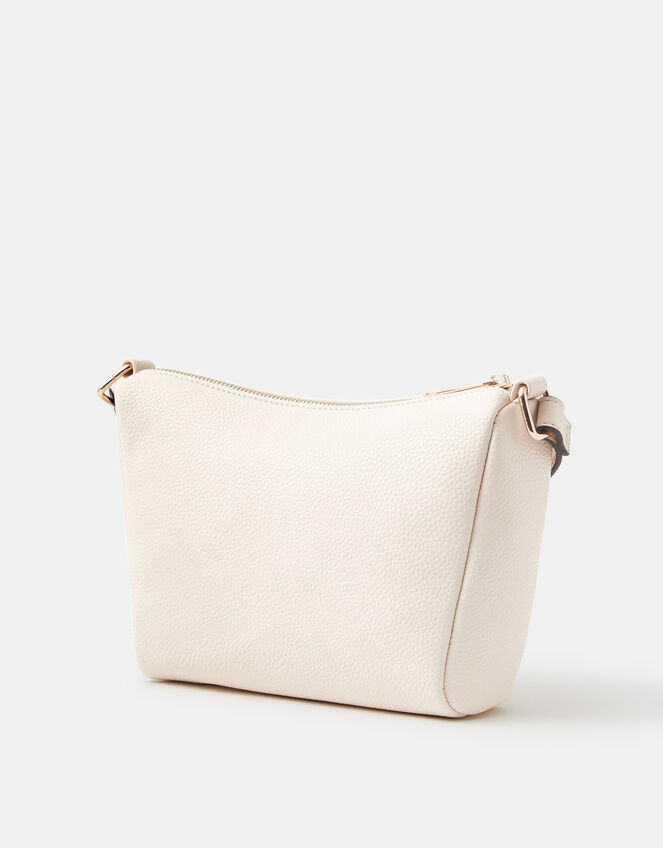 Zip Front Crossbody Bag, Cream (CREAM), large