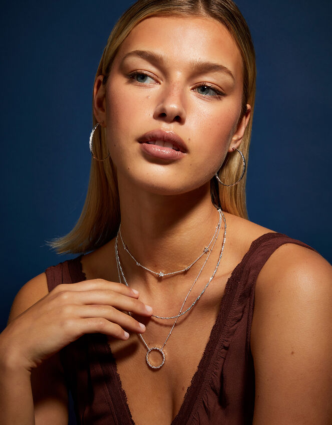 Sterling Silver-Plated Twist Chain Necklace, , large