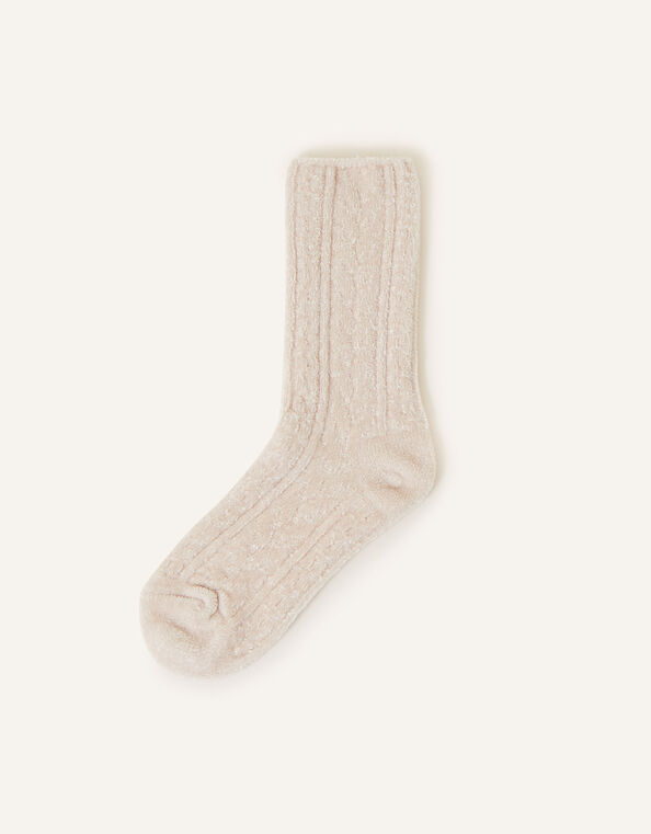 Chenille Cable Chunky Socks, Pink (PALE PINK), large